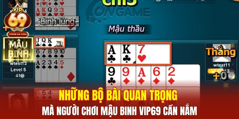 Những bộ bài quan trọng mà người chơi Mậu Binh VIP69 cần nắm